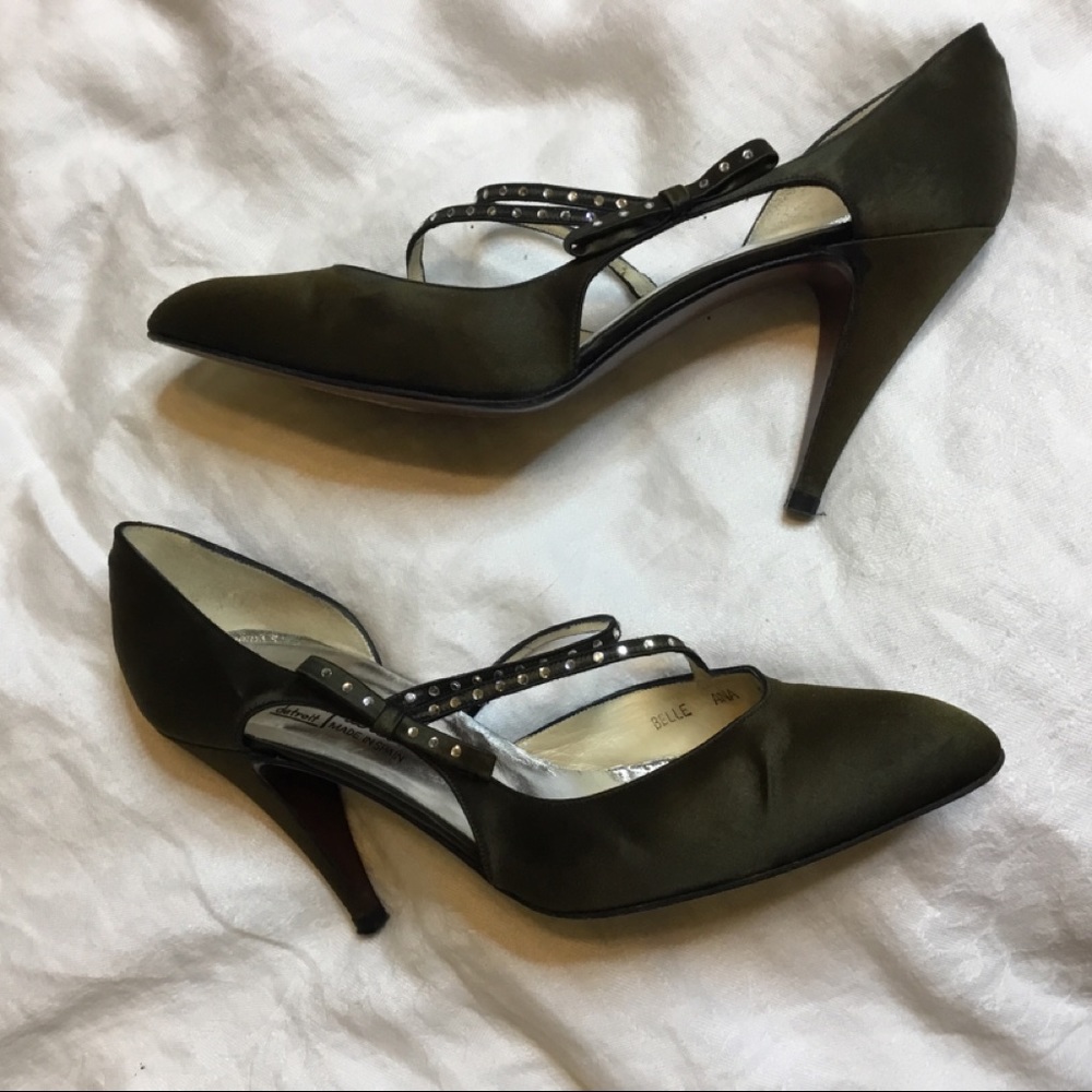 Marty Fuerst 9N Brown Silk Sexy High Heel Pump EUC